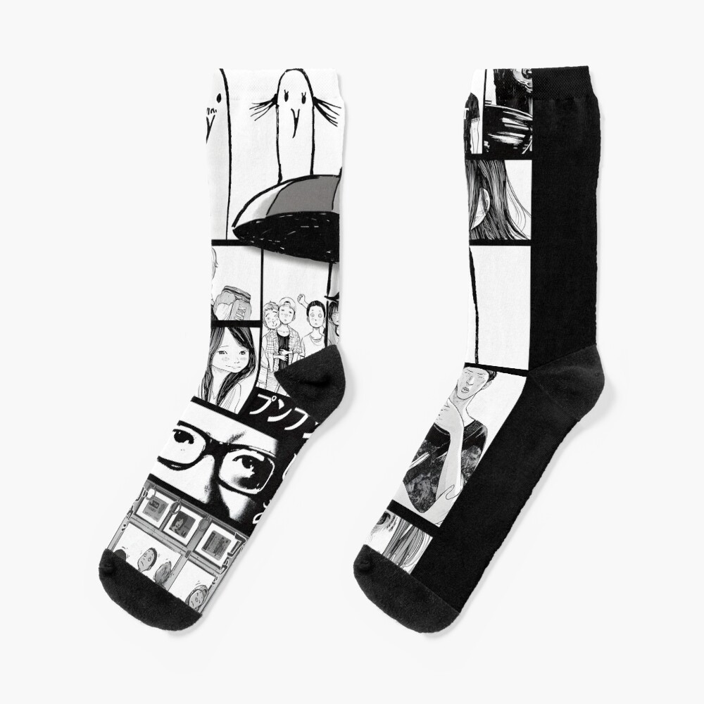 Goodnight Punpun Characters Minimalist Design Socks